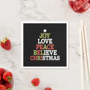 Joy Love Peace Believe Christmas Tree Family Napkin