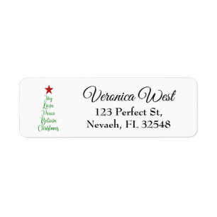 Joy Love Peace Believe Christmas Tree with Red