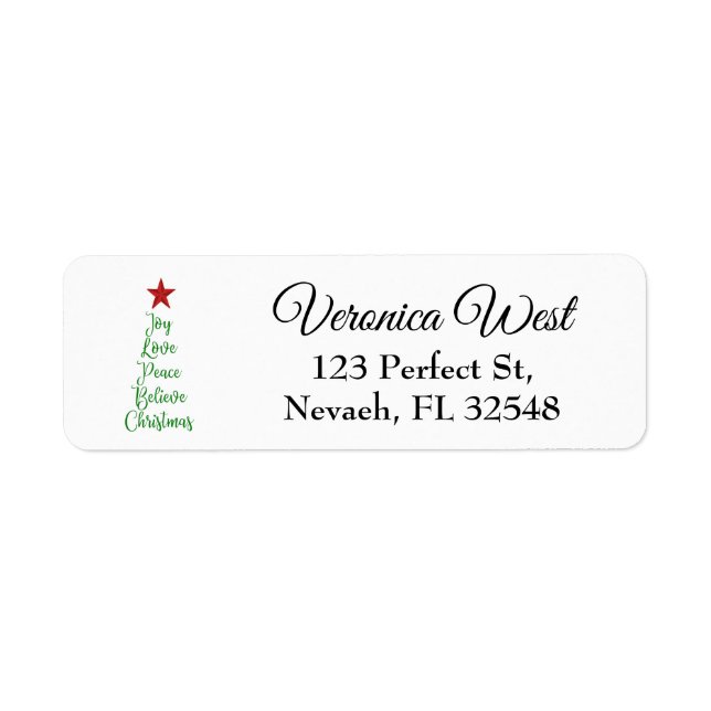 Joy Love Peace Believe Christmas Tree with Red (Front)