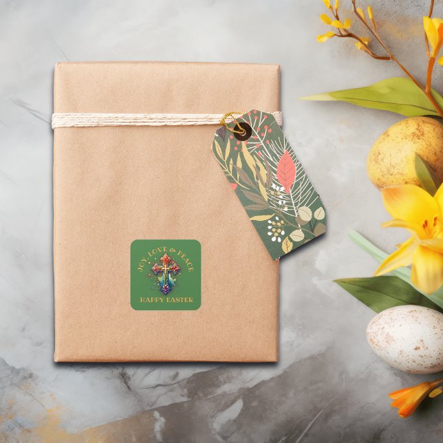 Joy, Love & Peace Happy Easter | Square Sticker (Creator Uploaded)