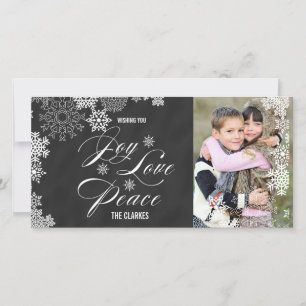 JOY LOVE PEACE HOLIDAY PHOTO CARD   CHALKBOARD