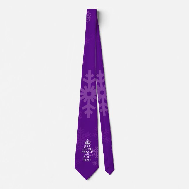 Joy Love Peace Personalized Your Text Keep Calm Tie (Front)