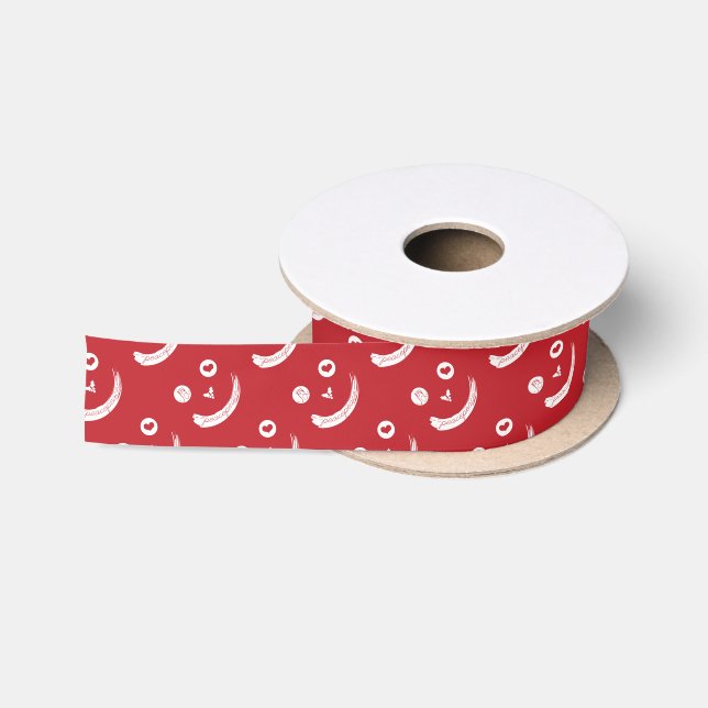 Joy Love Peace Red Christmas Custom Ribbon Satin Ribbon (Spool)