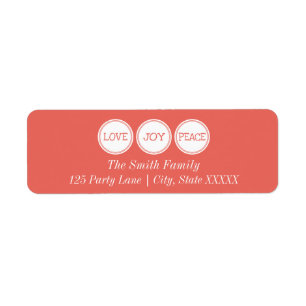 Joy Love Peace   Return Address Label