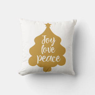 Joy Love Peace Tree Throw Pillow