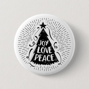 Joy Love Peace Vintage Christmas Button