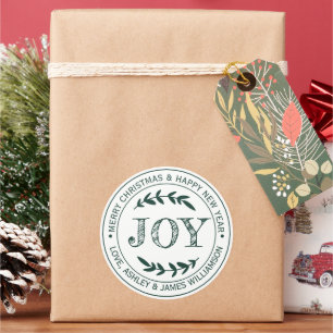 JOY Merry Christmas Message Gift Label