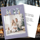 JOY-Merry Christmas!   Modern, simple photo  Holiday Card<br><div class="desc">Customer specific "Joy-Merry Christmas" photo holiday card. Celebrate the joy of the holiday season with this beautifully designed, customizable photo card. The elegant violet background frames your personal family photo perfectly, making your holiday greetings stand out with style. Across the top, the word "JOY" is artfully displayed in festive, gold-accented...</div>