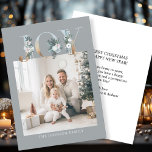 JOY-Merry Christmas!   Modern, simple photo  Holiday Card<br><div class="desc">Customer specific "Joy-Merry Christmas" photo holiday card. Celebrate the joy of the holiday season with this beautifully designed, customizable, photo card. The elegant light grey background frames your personal family photo perfectly, making your holiday greetings stand out with style. Across the top, the word "JOY" is artfully displayed in festive,...</div>
