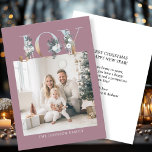 JOY-Merry Christmas!   Modern, simple photo  Holiday Card<br><div class="desc">Customer specific "Joy-Merry Christmas" photo holiday card. Celebrate the joy of the holiday season with this beautifully designed, customizable photo card. The elegant berry background frames your personal family photo perfectly, making your holiday greetings stand out with style. Across the top, the word "JOY" is artfully displayed in festive, gold-accented...</div>
