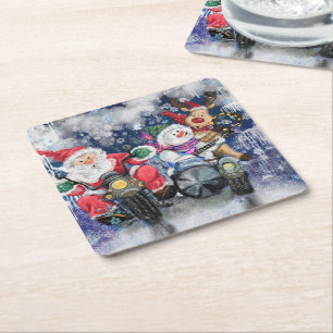 Joy - Merry Christmas Square Paper Coaster
