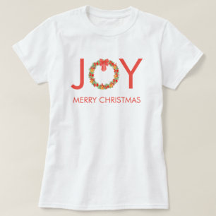 Joy Merry Christmas Wreath T-Shirt