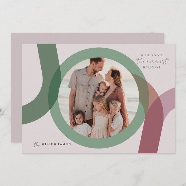 JOY Modern 2 Photo Christmas Holiday Card (Front/Back)