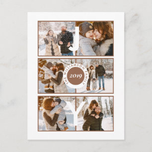 Joy Modern 6 Photos Family Christmas Greeting Postcard