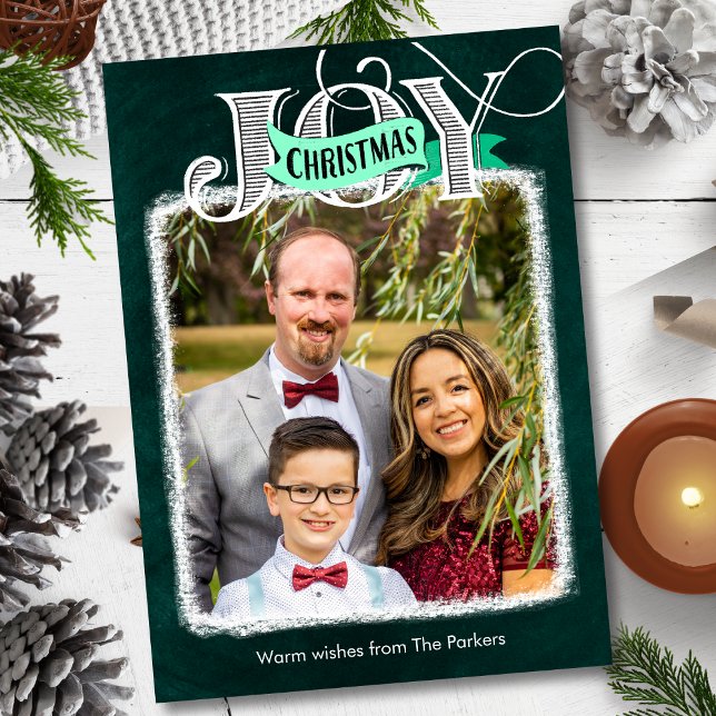 JOY Modern Bold Script Minimalist Photo Christmas Holiday Card (Creator Uploaded)