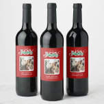 JOY Modern Bold Script Minimalist Photo Christmas  Wine Label<br><div class="desc">JOY Modern Bold Script Minimalist Photo Christmas Party Wine Label. Celebrate Happy Holidays with this beautiful design. All the texts in this template are made easily for you to update with your own details and photos . Happy Holidays!</div>