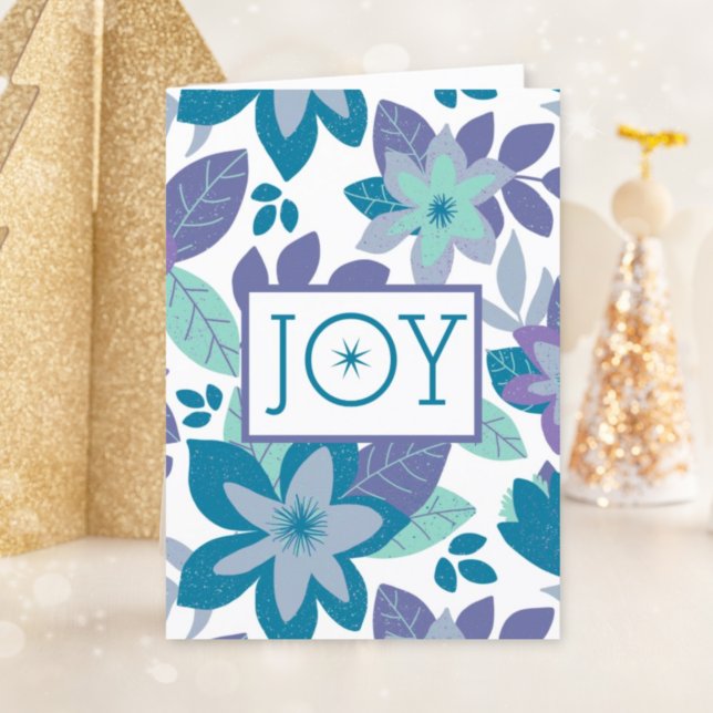 Joy Modern Botanical Floral Christmas Holiday Card (Creator Uploaded)