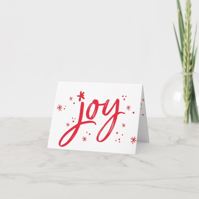 JOY modern corporate holiday greeting red sparkles (Front)