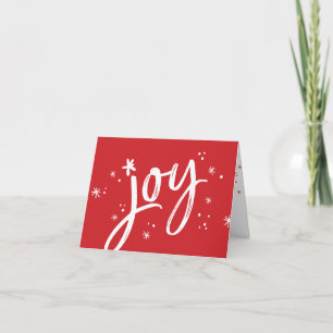 JOY modern corporate holiday greeting red sparkles Card