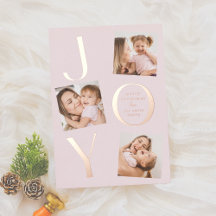 Joy | Modern Pink 4 Photo Christmas