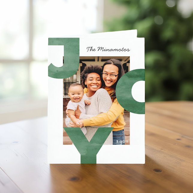 Joy Modern Simple Cool Typography Family Photo Card (Creator Uploaded)