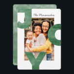 Joy Modern Simple Cool Typography Family Photo Holiday Card<br><div class="desc">Design is composed of simple serif and sans serif typography. Add a custom photo and family name and year.</div>