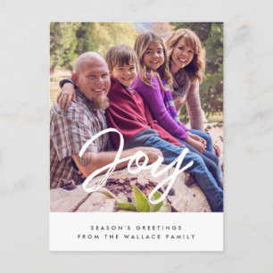 Joy Modern typography holiday photo Postcard