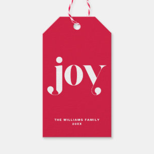 Joy Modern Typography Personalized Holiday Gift Tags