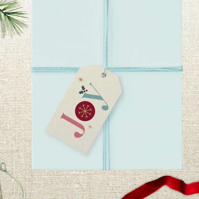 Joy Modern Vintage Personalized  Gift Tags (Spread extra JOY with your holiday gifts adorned with these personalized gift tags)
