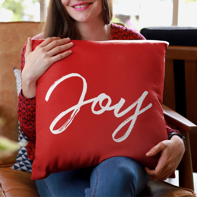 Joy  modern white font throw pillow (Creator Uploaded)