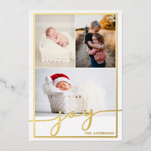 Joy Multiple Photo Foil Holiday Card
