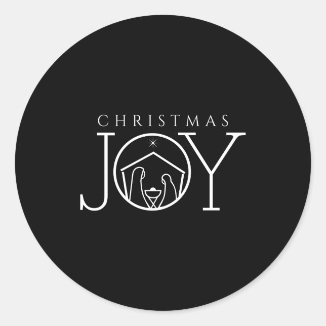 Joy Nativity Christian Religious Christmas  Classic Round Sticker (Front)