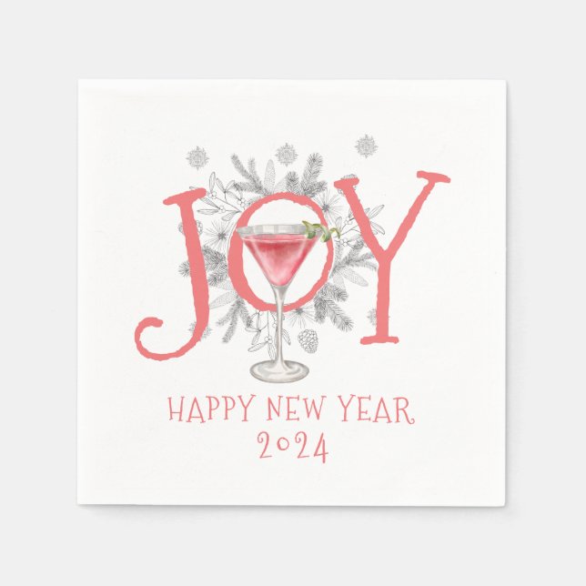 Joy New Year's Eve Party Toast 2024 Napkin (Front)