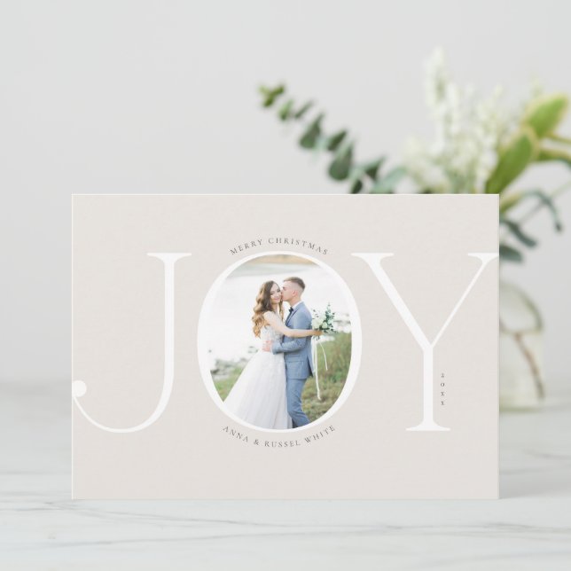 Joy Newlywed Christmas Photo Card (Standing Front)