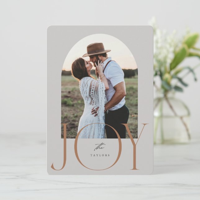 JOY Newlywed Just Married Christmas Card (Standing Front)