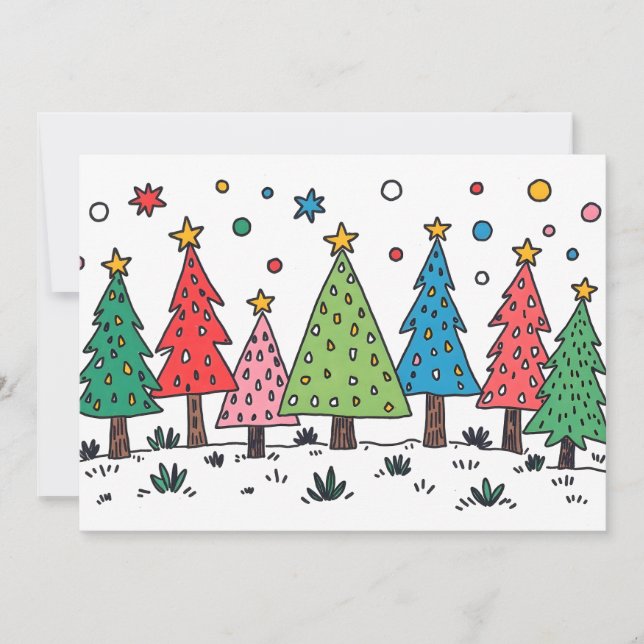 Joy of Christmas Cute Doodle Art Style Flat Card (Front)