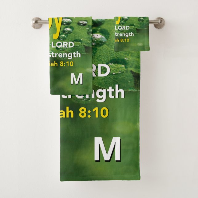 JOY OF THE LORD Christian Monogram Bath Towel Set (Insitu)