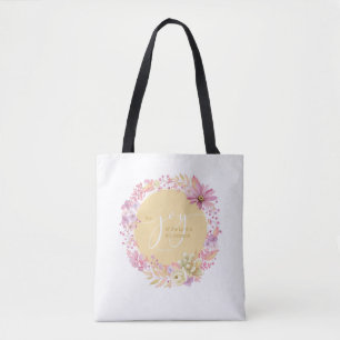 Joy of the Lord is my Strength Floral Tote Bag