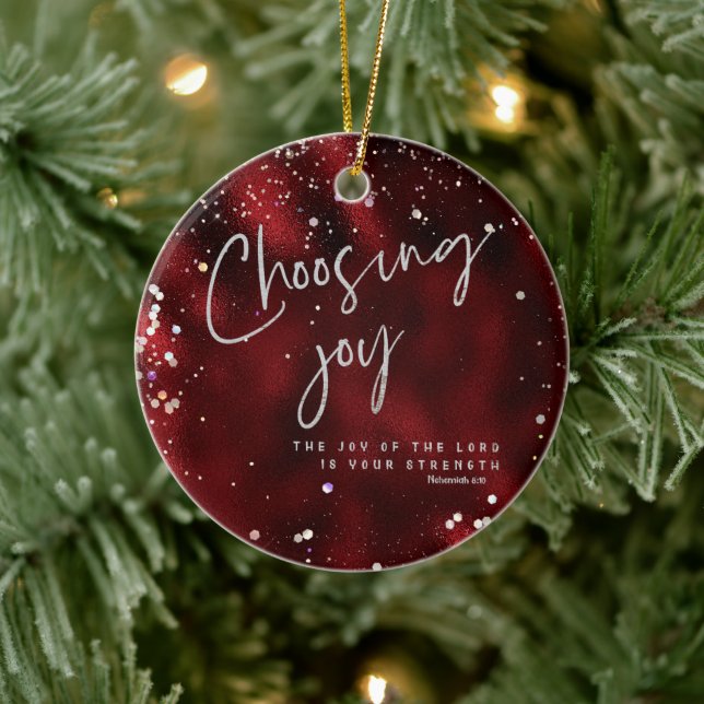 Joy of the Lord is your Strength KJV Verse  Ceramic Ornament (Tree)