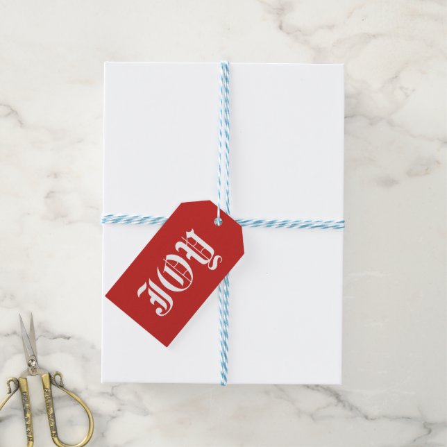 Joy on Red Background Gift Tag (With Twine)