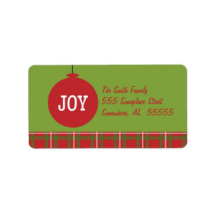 Joy Ornament Christmas Address Label