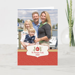 Joy ornament christmas customizable photocard holiday card