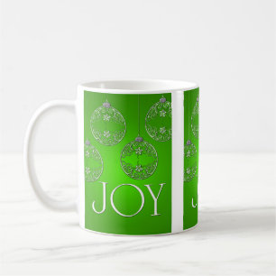Joy Ornaments on emerald green elegant Coffee Mug