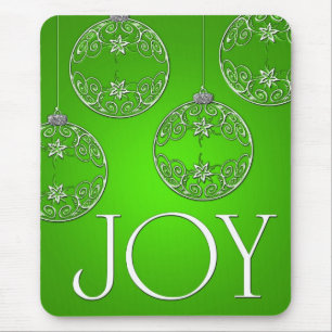 Joy Ornaments on emerald green elegant Mouse Pad