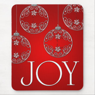 Joy Ornaments on ruby red  elegant Mouse Pad