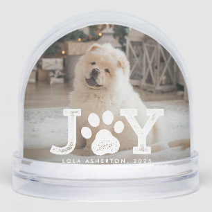 Joy paw print cute pet photo Christmas Snowglobe