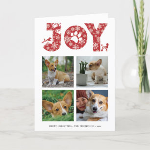 JOY Paws Snowflake Pet Lover Four Photo Collage Holiday Card