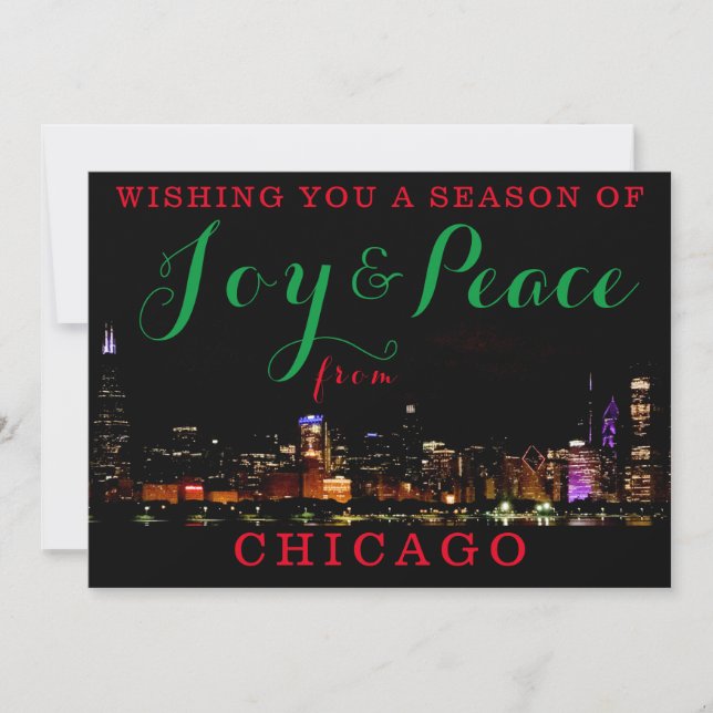 Joy & Peace from Chicago Custom 1 Photo Invitation (Front)