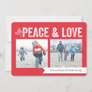 Joy Peace Love Banner 2-Photo Holiday Card