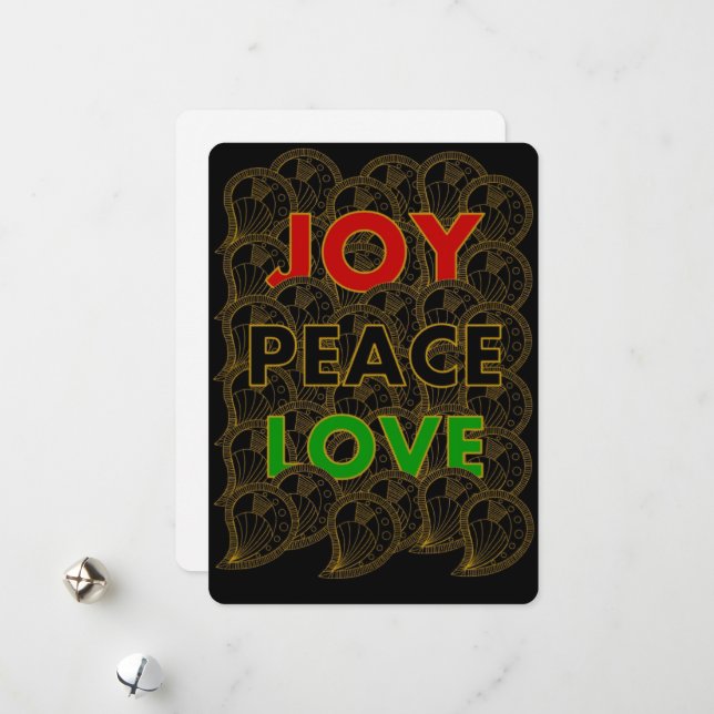 Joy Peace Love – Bold Color Geometric Art Card (Front/Back In Situ)